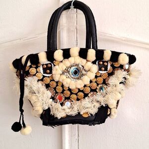 Tuk Tuk Evil-Eye Bag tassel brass mirror purse